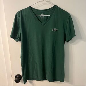 Lacoste Men's Green V-Neck T-Shirt Size Small 3